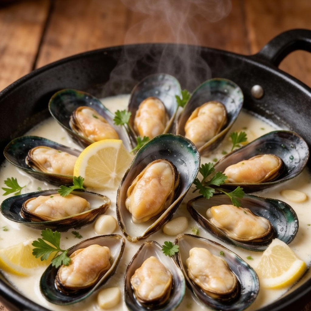 Mussels simmered in white wine with herbs