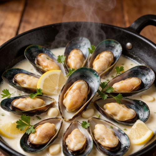 Mussels simmered in white wine with herbs