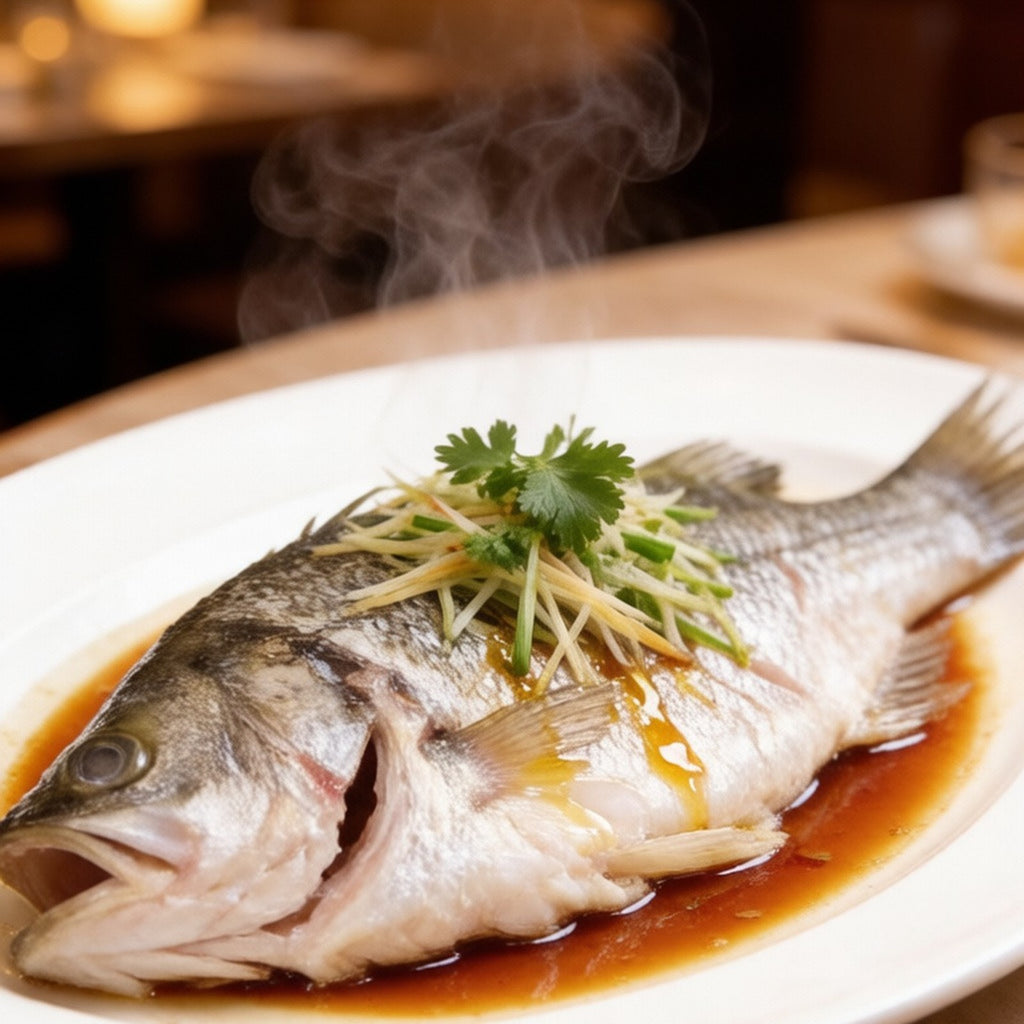 Steamed sea bass with ginger and scallion