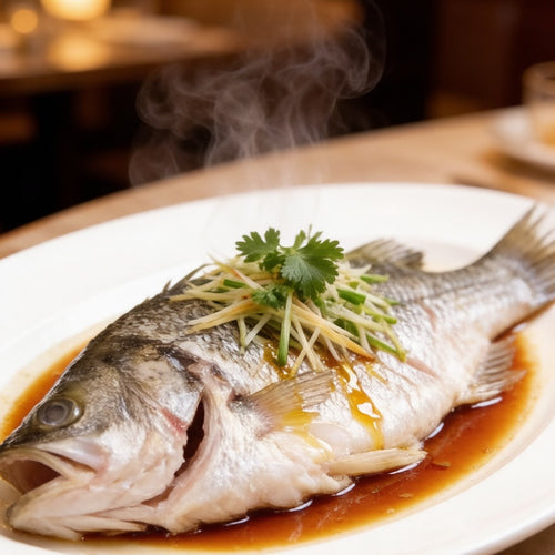 Steamed sea bass with ginger and scallion